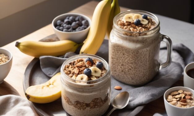Overnight Oats with Almond Butter and Banana Slices