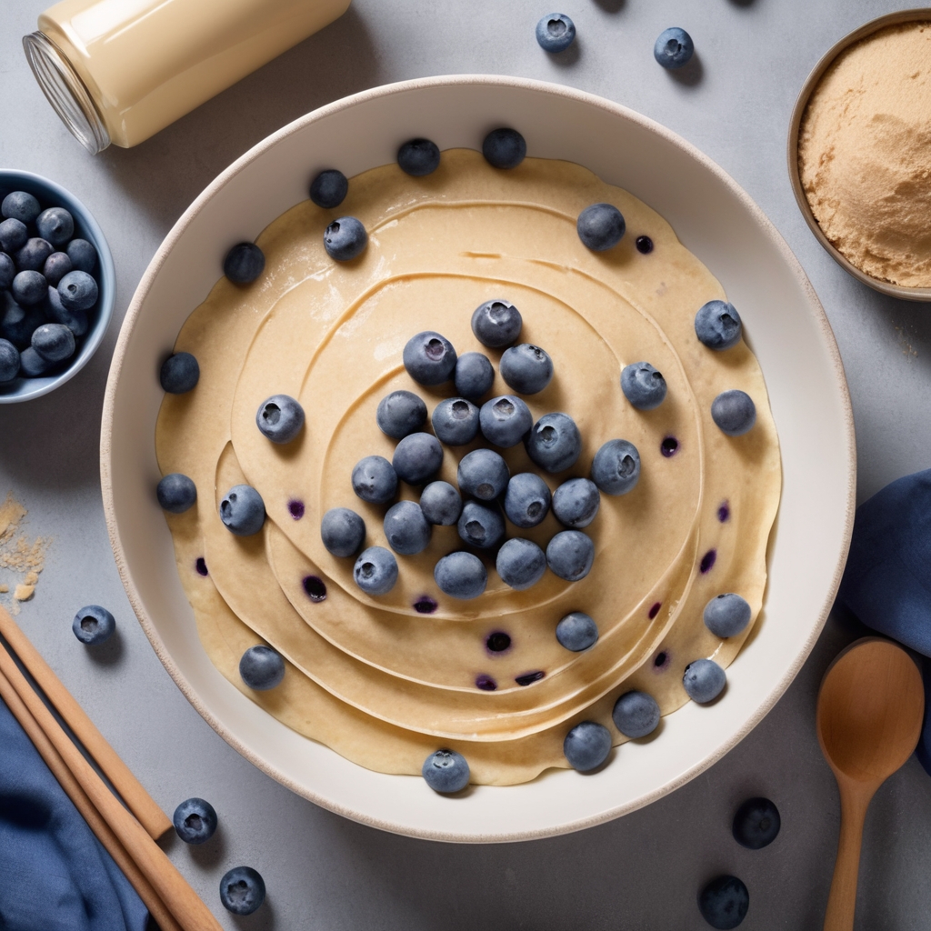 Whole Wheat Pancakes with Fresh Blueberries and Maple Syrup