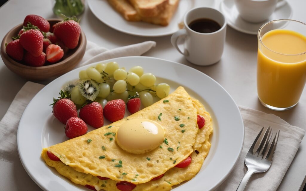 Spinach and Mushroom Omelette with Cheese