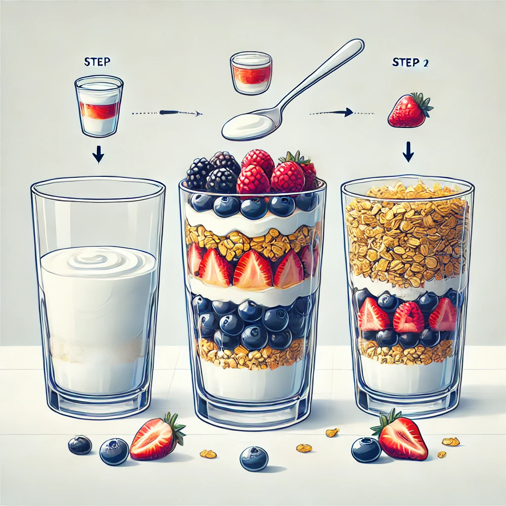 Greek Yogurt Parfait with Granola and Mixed Berries