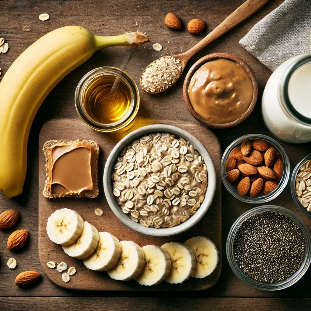 Overnight Oats with Almond Butter and Banana Slices