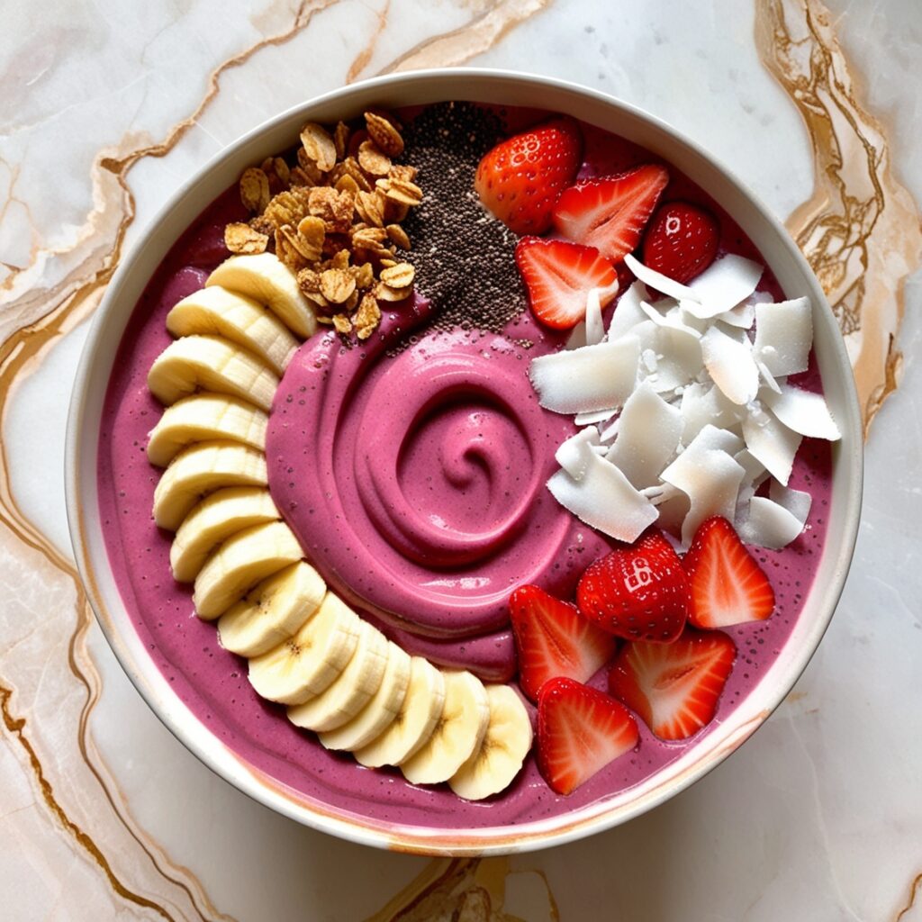 Banana-Strawberries Smoothie Bowl with Chia Seeds: A Wholesome and Tasty Breakfast Combo