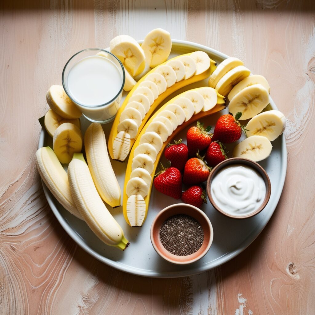 Banana-Strawberries Smoothie Bowl with Chia Seeds: A Wholesome and Tasty Breakfast Combo