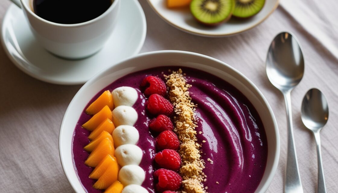 Banana-Strawberries Smoothie Bowl with Chia Seeds